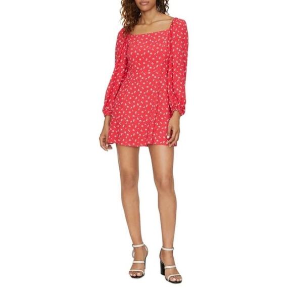 New Sanctuary Red Wildflower Floral Cilia Long Sleeve‎ Mini Dress 8 - Picture 1 of 7